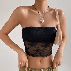 black summer lace tube top